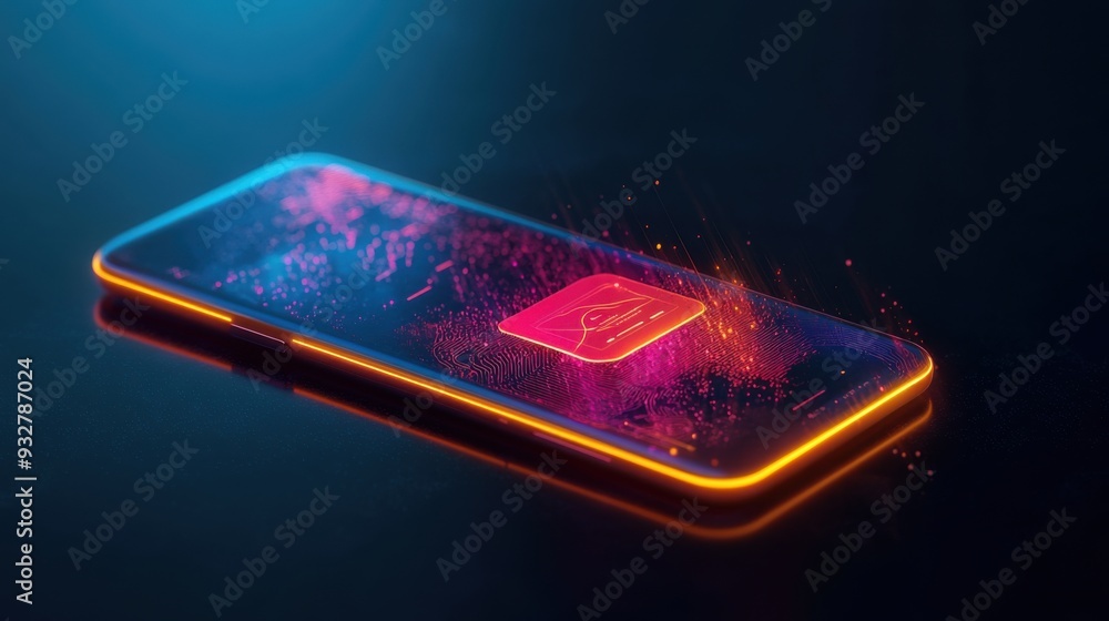 Aufkleber digital wallet interface with futuristic design on smartphone screen close-up