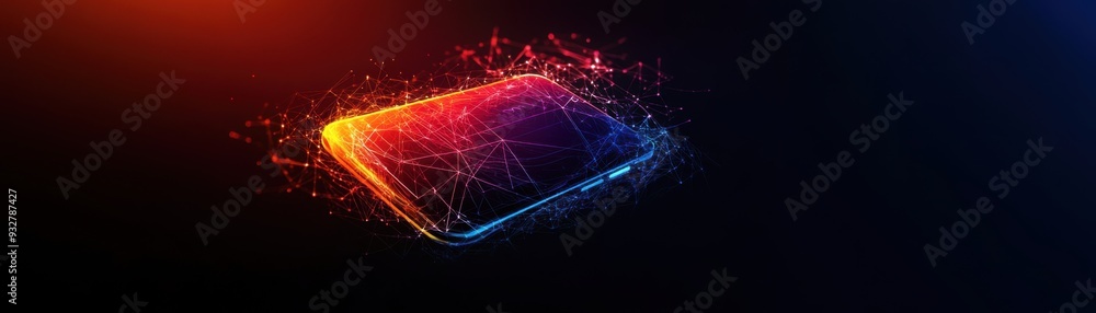 Aufkleber futuristic digital wallet integration concept with glowing network of connected devices