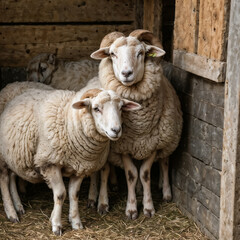 Obraz premium Cute and woolly sheep in the meadow