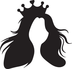 silhouette of women head with crown Vector illustration isolated white background