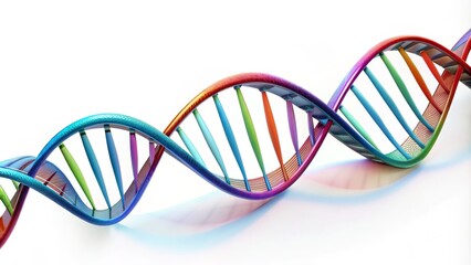 Colorful 3D Rendering of a DNA Double Helix, Genetics , Biotechnology, Molecular, Biology