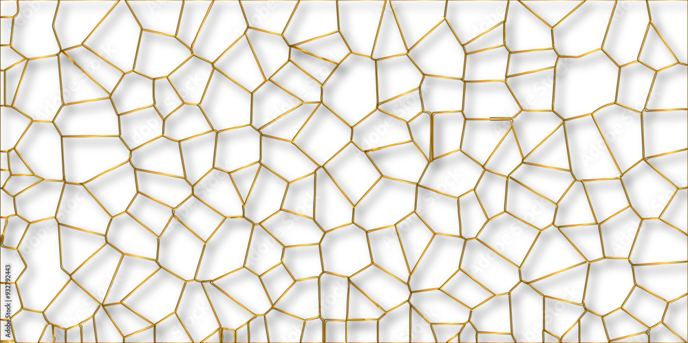 Poster abstract golden hexagon graphic ornament. arabian stylish seamless pattern on white background. crea