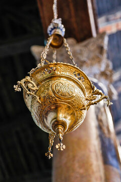 Palestinian Territory, Bethlehem. Church of the Nativity, oil lamp.