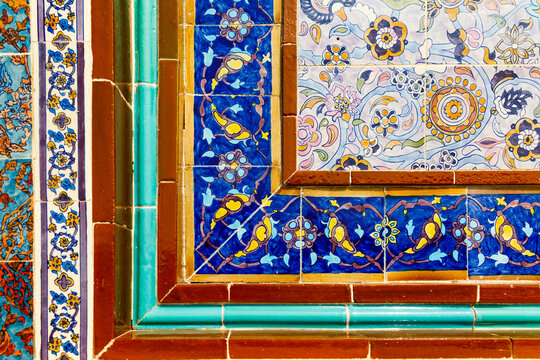Qatar, Doha. Traditional style Islamic tile work. Katara Cultural village.