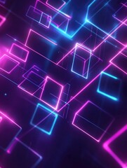 Obraz premium Neon Cubes on Black Background
