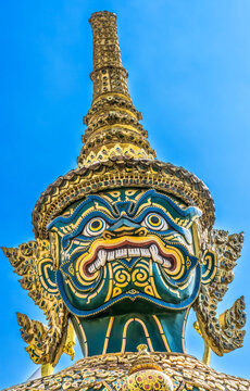 Green guardians statue, Grand Palace, Bangkok, Thailand. Palace was home of King of Thailand from 1782 to 1925