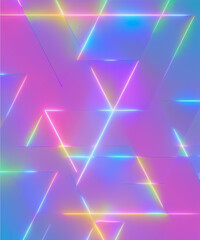 Naklejka premium Neon abstract texture background with geometric triangle form shapes