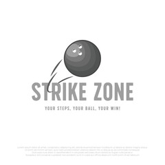 flat logo template design for bowling ball strike. bowling game strike zone vector illustration