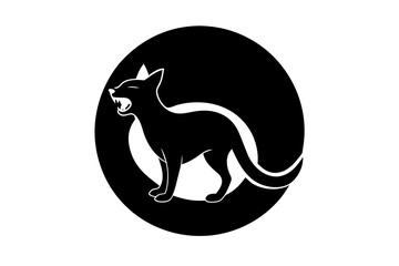 Australian Mist cat laughs in a circle icon vector silhouette black color