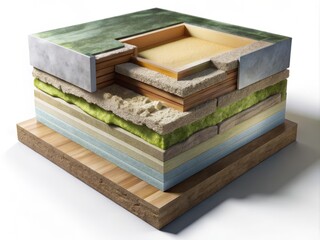 Mold and insulation layers craft a dimensional narrative, with varying depths and shadows that create a sense of complexity and visual interest.