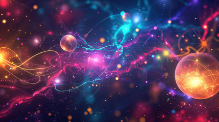 Fototapeta premium Cosmic Energy and Planets in a Vibrant Galactic Environment