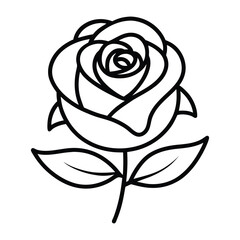 Rose Flower Outline Vector Illustration Coloring Book Page for Adult - Elegant Floral Design for Art and Decoration