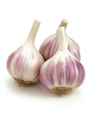 Obraz premium Two garlic bulbs on white