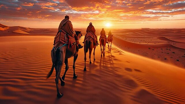 camel caravan in Morocco's Sahara desert 