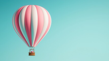 Fototapeta premium Vibrant 3D Hot Air Balloon Soaring over Stylized Landscapes with Clear Skies - Travel and Adventure Concept, Generative Ai