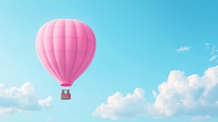 Naklejka premium Dreamy Adventure in the Skies - 3D Hot Air Balloon over Enchanting Landscapes with Blank Sky for Text, Whimsical Travel Concept, Generative Ai