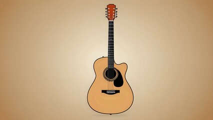 A simple illustration of an acoustic guitar on a beige background.