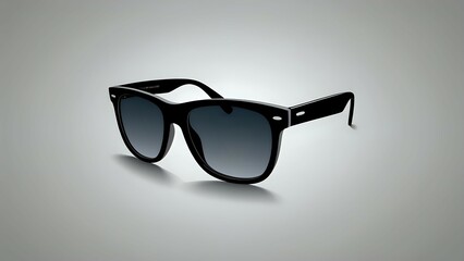 Black sunglasses with a gradient lens on a grey background.