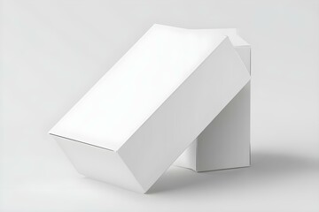 White box Mockup, blank carton container 3d rendering isolated on light background