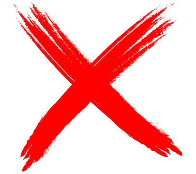 Red Cross Mark Brush Strokes and Buttons for Vote, Election Choice, Decision, Web Vector Illustration