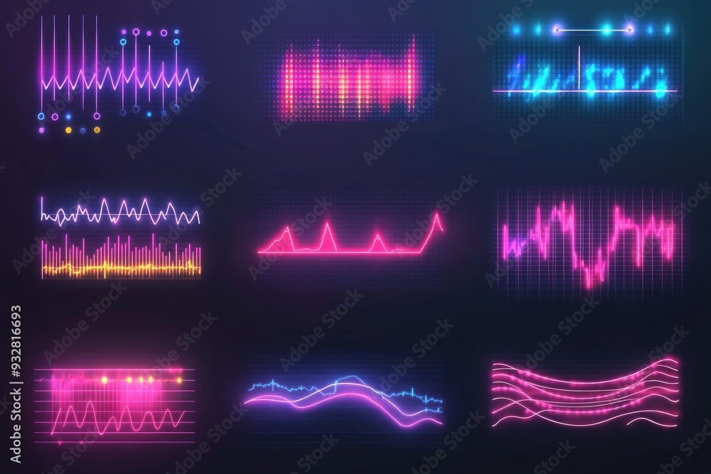 Canvas Prints neon sound waves on dark background