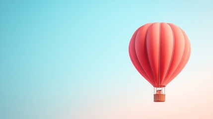 Fototapeta premium Serene 3D Hot Air Balloon Journey Across a Vibrant Landscape with Clear Blue Sky - Travel Concept, Generative Ai