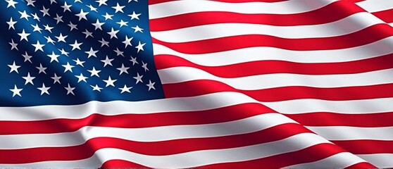 A vibrant American flag waving in the breeze, symbolizing patriotism and national pride, perfect for Memorial Day, Independence Day, or similar events with copy space.