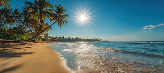 Serene Tropical Beach with Swaying Palms
