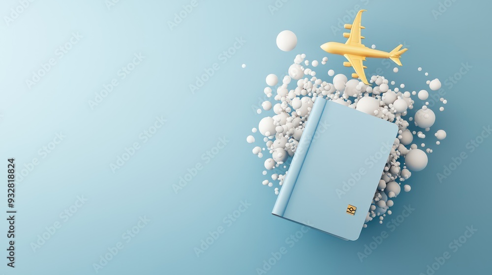 Poster elegant 3d render of travel passport and boarding pass on white background with copy space, luxury m