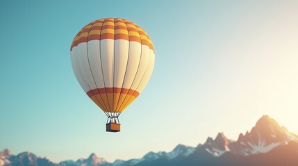 Fototapeta premium Dreamy 3D Hot Air Balloon Soaring Over Illustrated Landscapes for Travel Concept with Whimsical Adventure Theme, Generative Ai