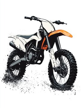 orange and white dirt bike on white