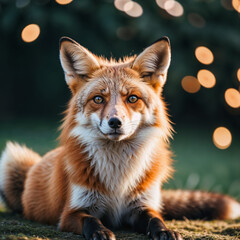 Obraz premium Beautiful and cunning fox in the forest