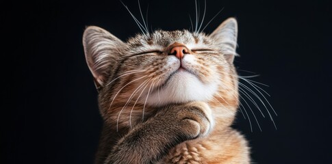 A cat grooming itself, with claws visible during its meticulous self-care routine, showcasing its natural behavior.