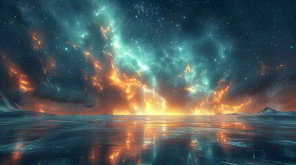 Frozen Lake Under a Starry Sky Illustration