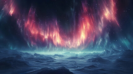 Obraz premium Aurora Borealis Over Frozen Landscape - 3D Illustration