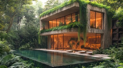 Modern House in a Lush Forest