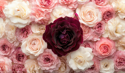 Pink, white and dark red roses. Created with Ai