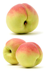 ripe peach on white background 