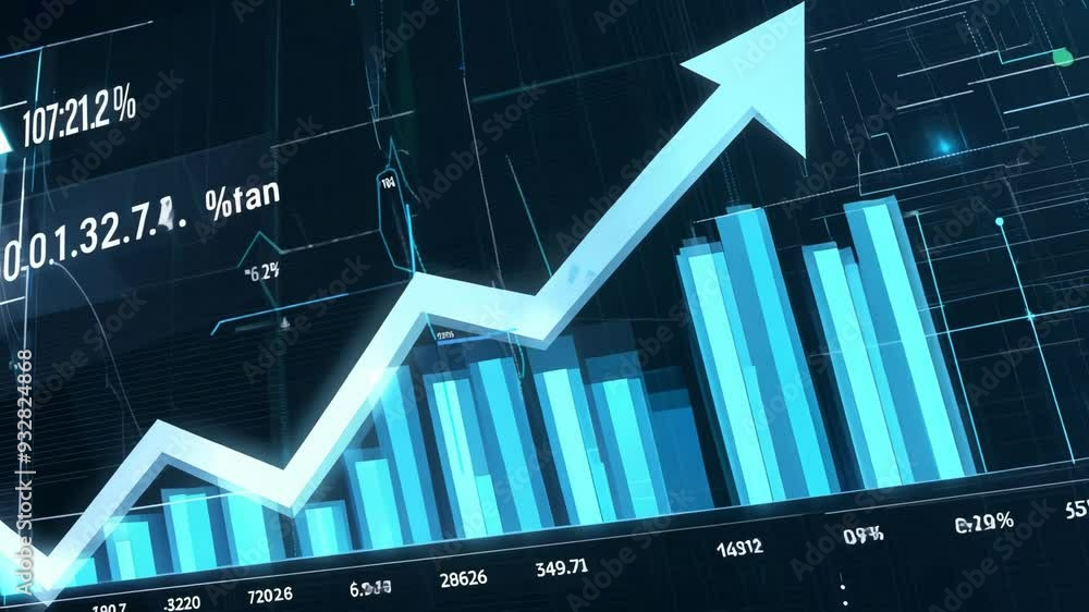 Aufkleber data visualization of market trends on a digital display in a tech-focused environment