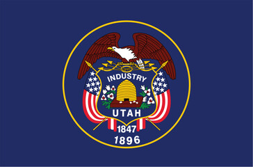 Official flag of the US state of Utah. Vector illustration
