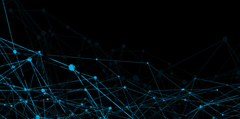 blue network patterned background. Connection background with lines and dots. abstract polygons plexus vector background, digital data visualization. futuristic shape. Computer generated background.	