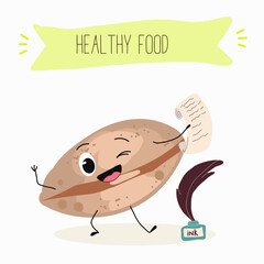 Lentil, vector hand drawn illustration with cute vegan protein characters isolated on white.