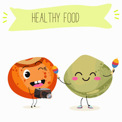 Lentil, vector hand drawn illustration with cute vegan protein characters isolated on white.