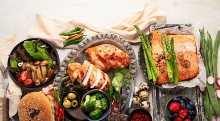 Various ketogenic diet meal .