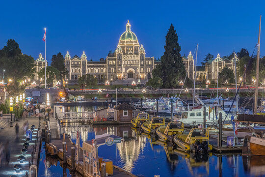 Canada, British Columbia. Victoria, Inner Harbor at twilight