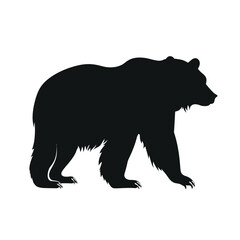 black silhouette of a bear isolated on white background