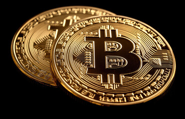 Golden bitcoin background. Created with Ai