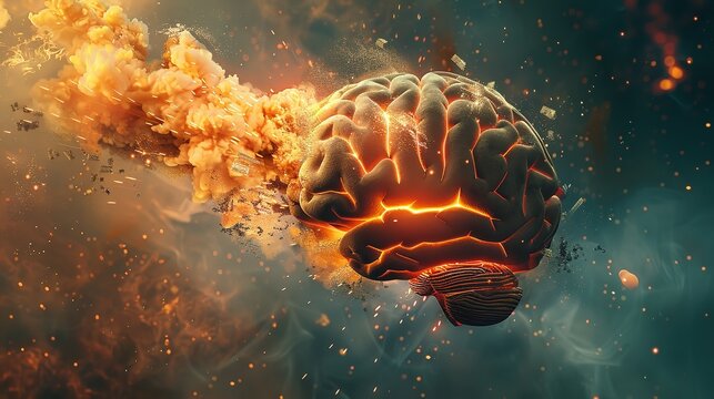 An image of a human brain exploding with knowledge. Generative Ai