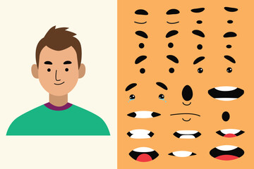 people flat design and expression for animation asset vector illustration