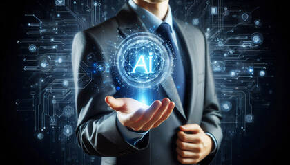 Ai technology, Businessman using Ai Futuristic technology transformation in business